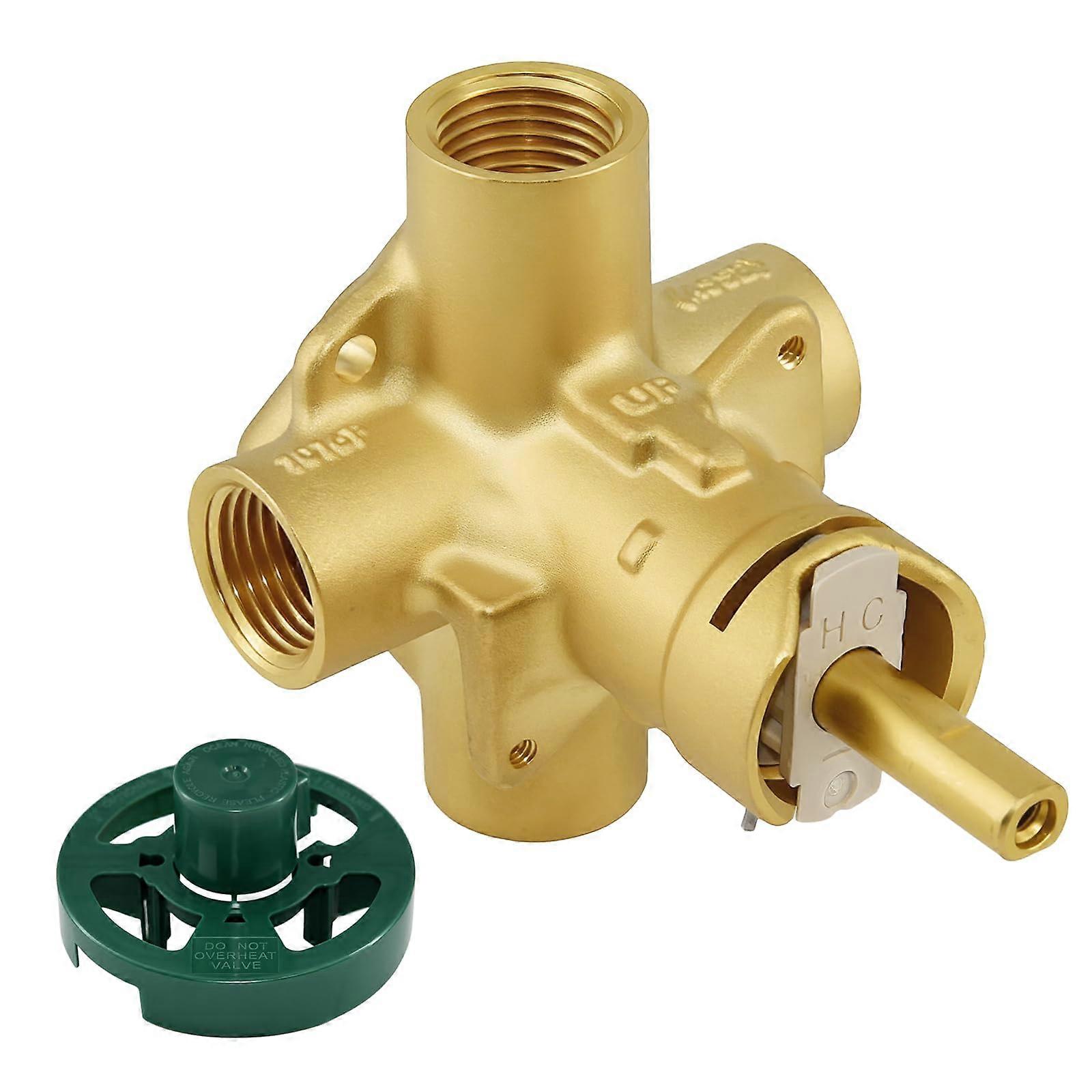 PosiTemp 2510 Shower Valve Replacement Brass 4Port with 1/2 Inch IPS and 1222 Cartridge for Moen