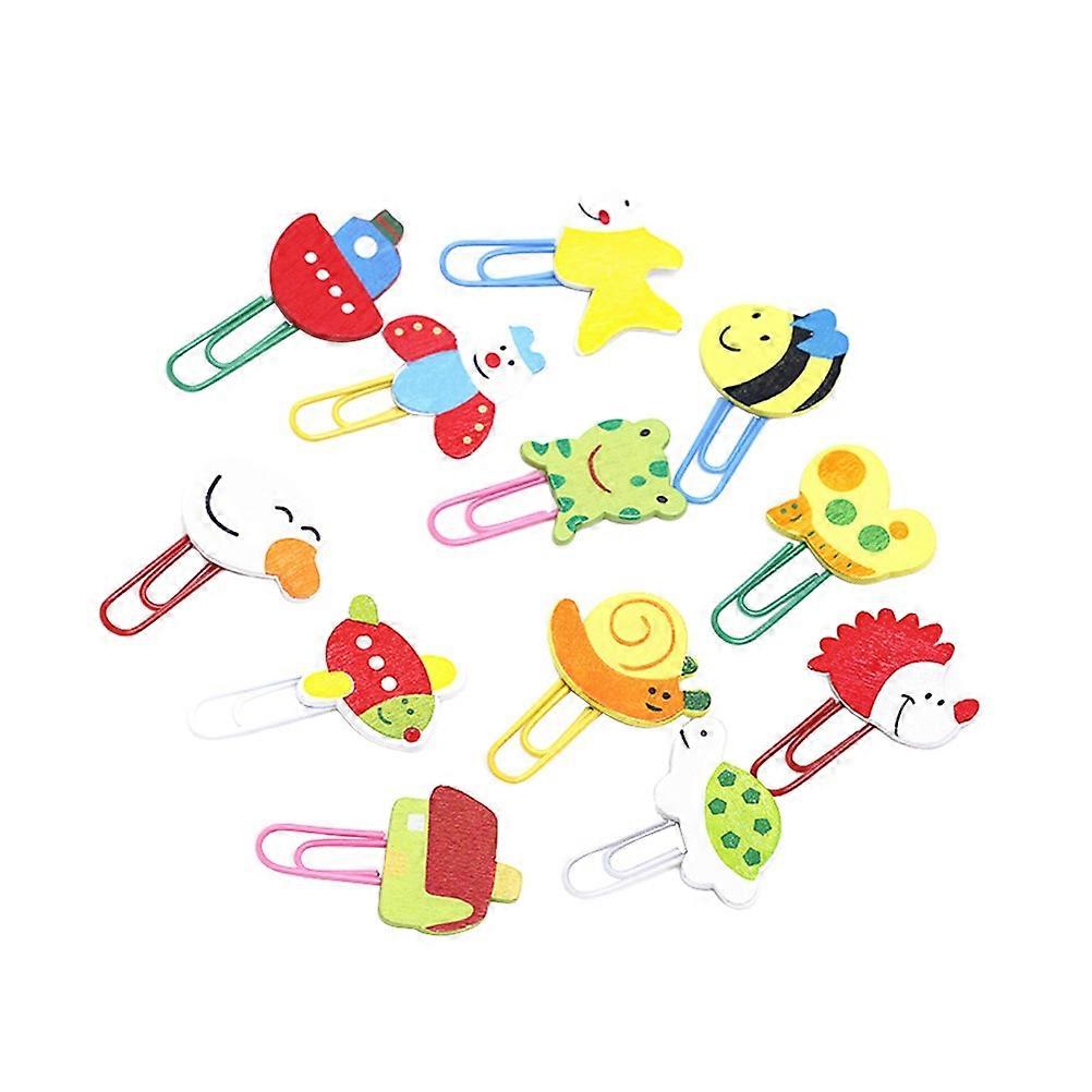 Cartoon Paperclips Wood Clip for Note Marking 24Pcs Mixed Styles Assorted