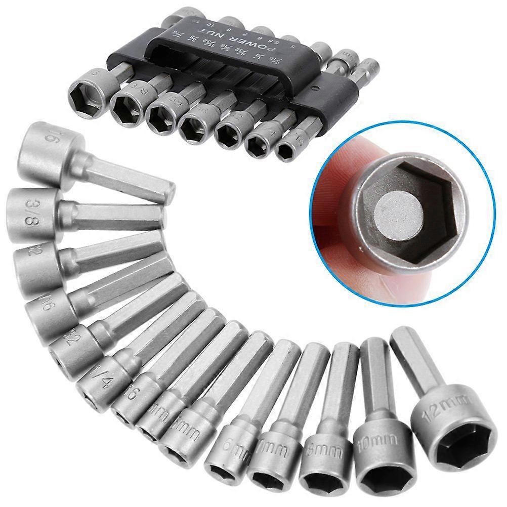 Socket Adapter Hexagon Shank for Screw Driver 14Pcs Nut Driver Bit Set
