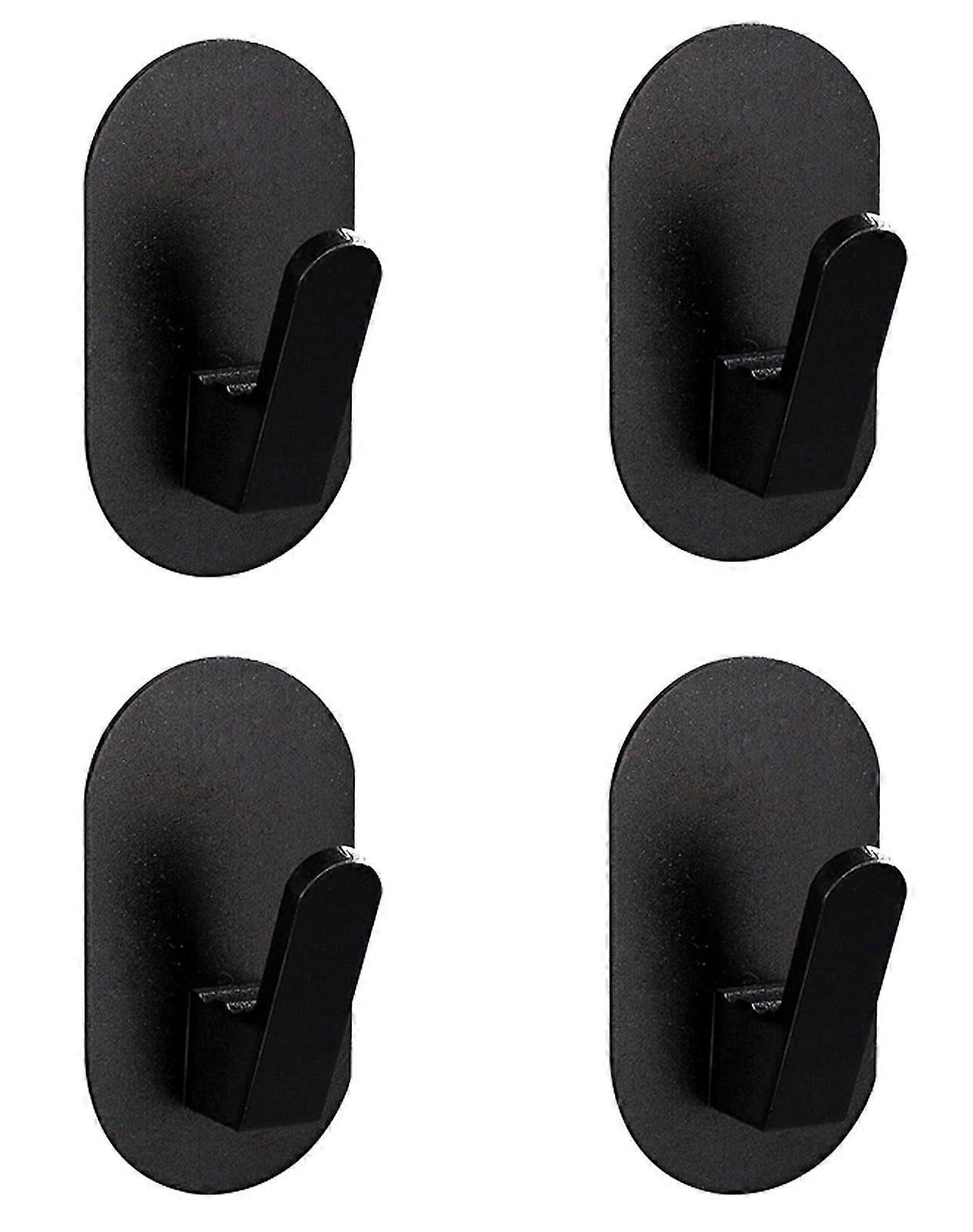 Wall Mounted Coat Rack with Rustproof SelfAdhesive Metal Hooks for Bathroom Kitchen Black 4 Pack