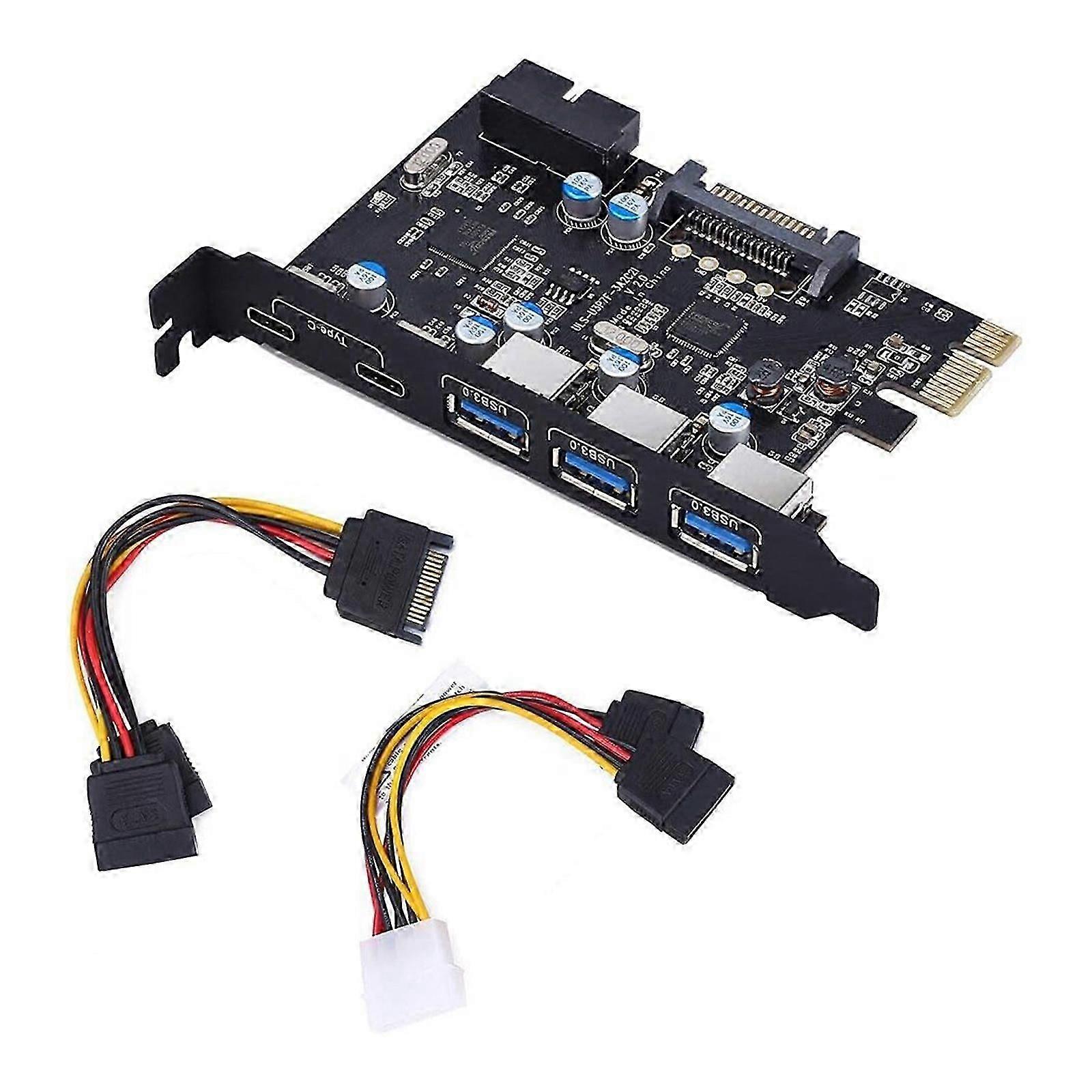PCI-E USB3.0 Adapter Card 5-Port with 2x Type-C 3x TypeA USB3.0 support 5Gbps for Desktop PC Computer hot