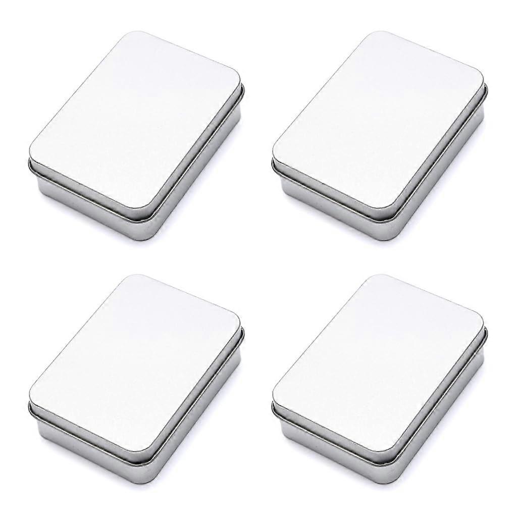 Set of 4 Small Rectangular Tin Storage Boxes with Lids, RustResistant Metal Containers for Crafts and Gifts Ref:3579