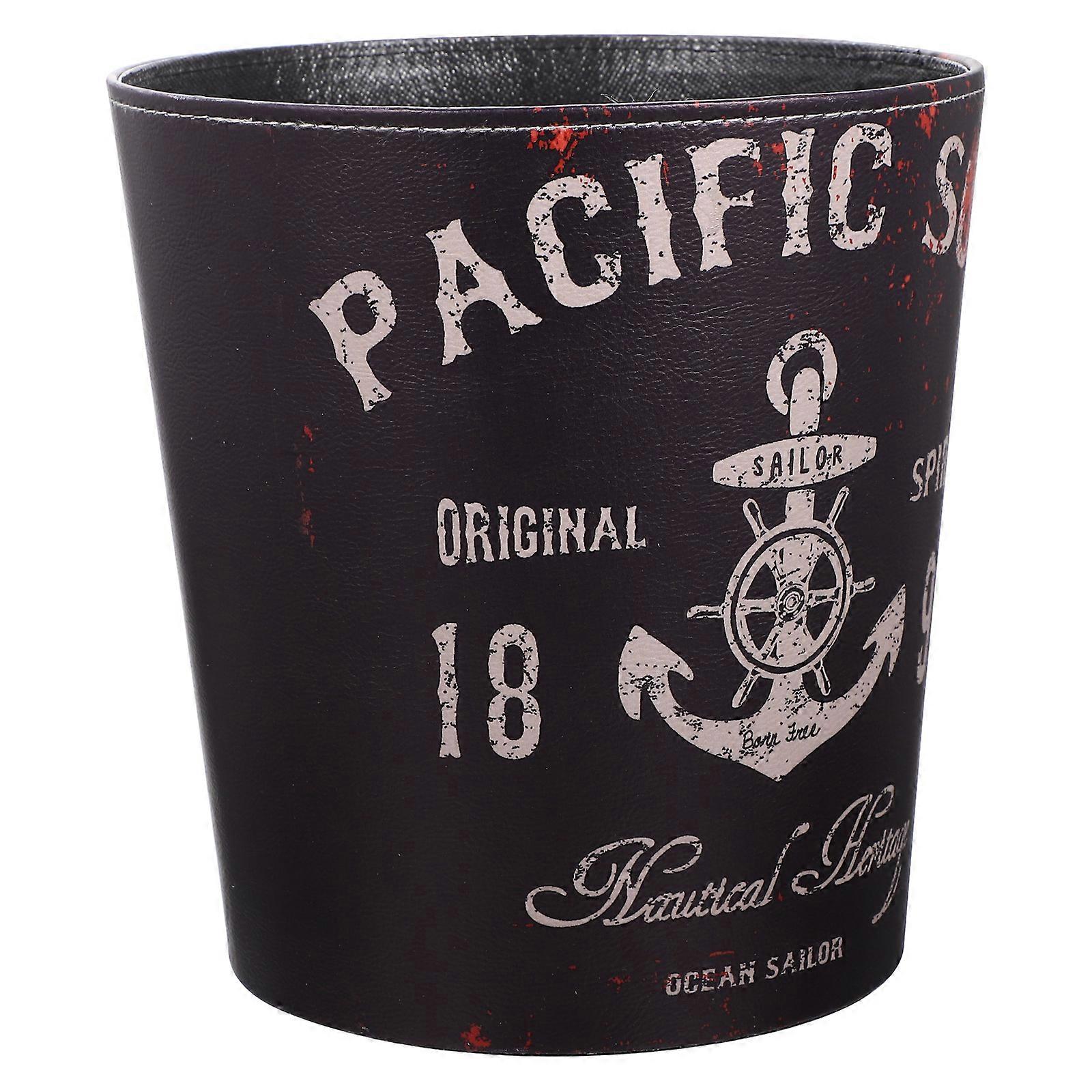 Retro Style Waste Bucket for Storage Vintage Pattern Multi-Function Bin