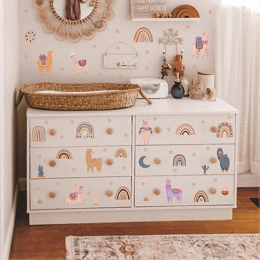 Alpaca Pattern Wall Stickers for Decor 1 Sheet Self-Adhesive PVC