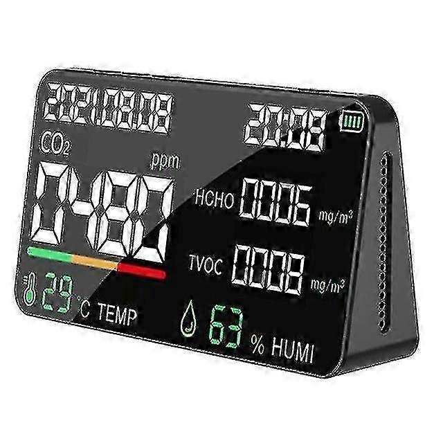 Air Quality Detector Co2 Tester With Carbon Dioxide Tvoc Hcho Value Electricity Quantity Temperature Humidity Display Function