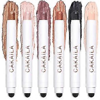 6 Colors Double-head Cream Eye Shadow Pen Eyeshadow Pencil Shimmer Stick