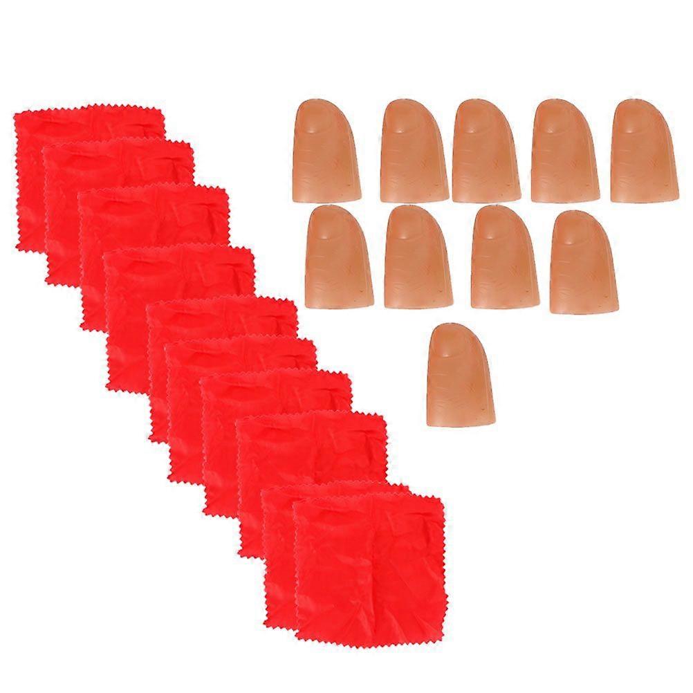 10 Sets Props Disappearing Silk Scarves Fake Thumb Tips Tricks