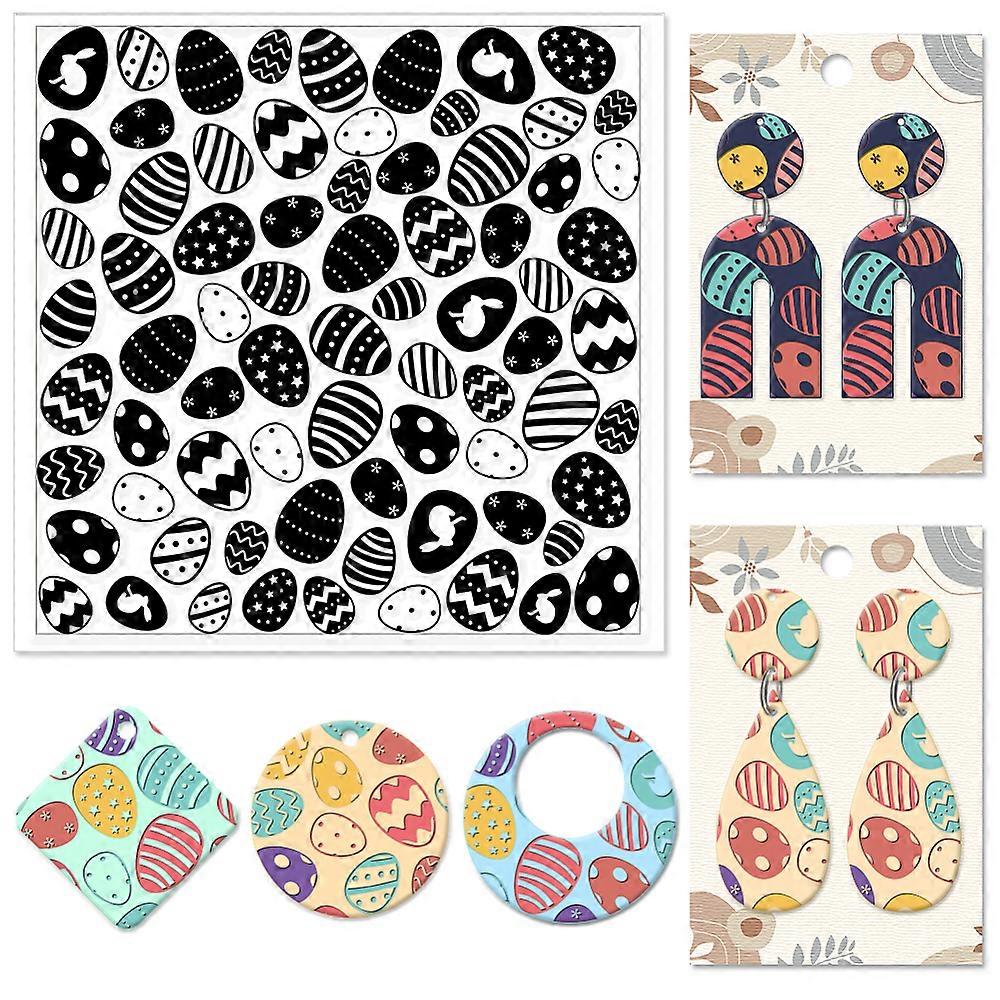 Easter Polymer Clay Texture Sheets Easter Eggs Texture Stamp Sheets Rabbit Silicone Texture Stamp Clay Texture Mat Texture Sheets for Polymer Clay Jew