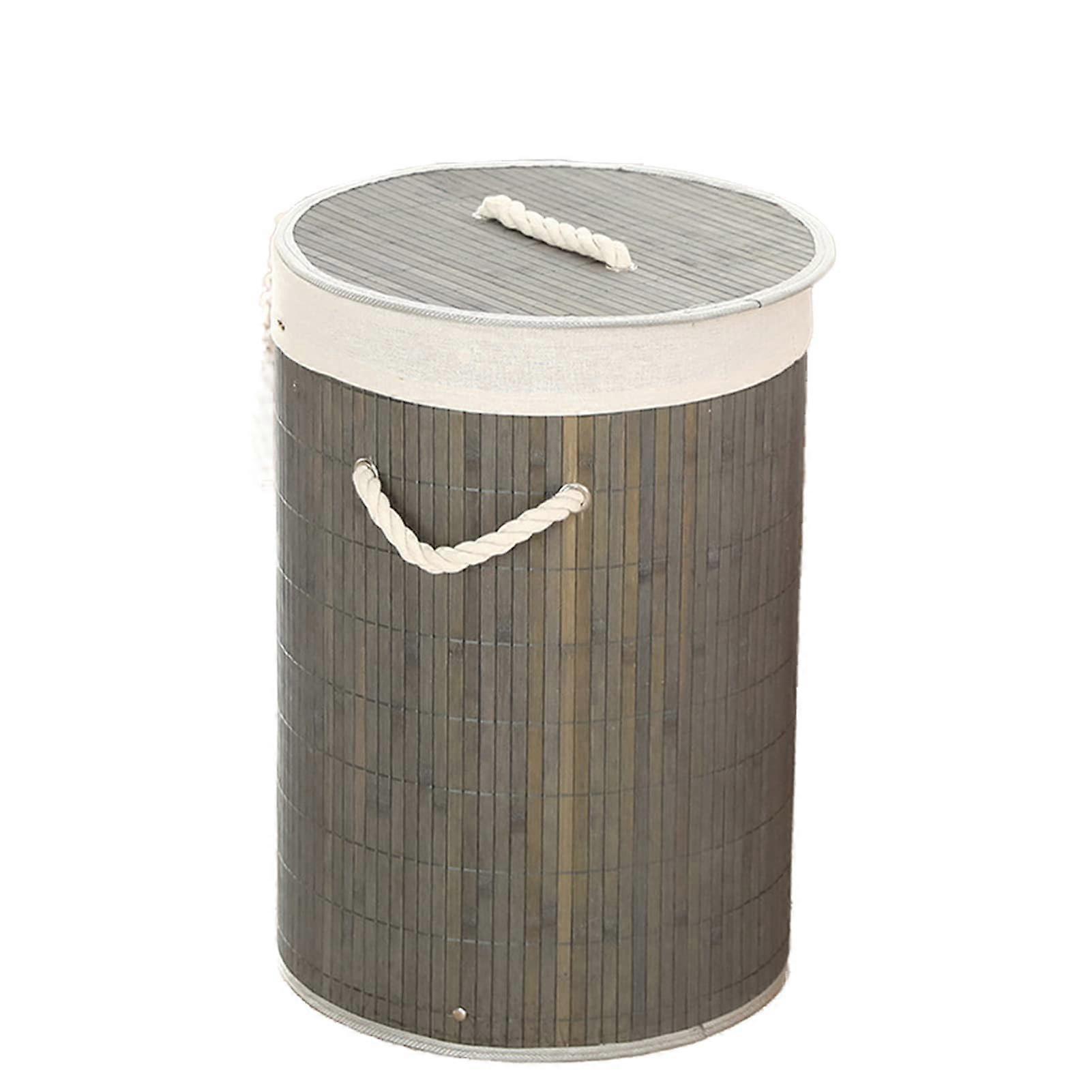 Large Capacity Foldable Laundry Basket with Handles for Home Organization, Grey Round 1.0