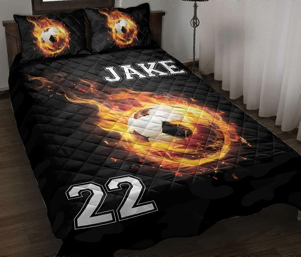 Soccer Quilt Bedding Set with  Name and Number, Vibrant Print, Multiple Sizes