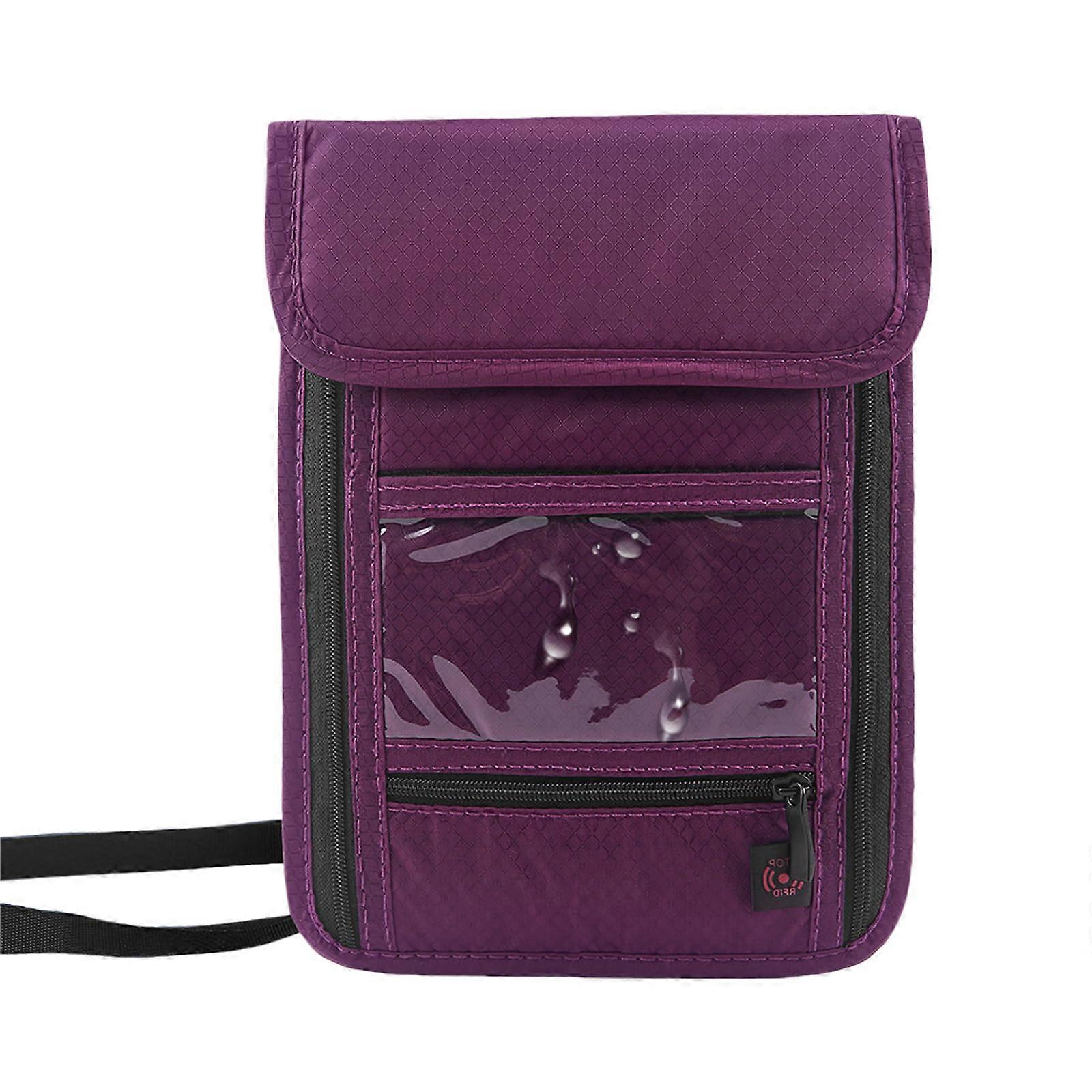 Travel Neck Pouch Waterproof RFID Blocking Passport Holder with Adjustable Strap AntiTheft Nylon Organizer