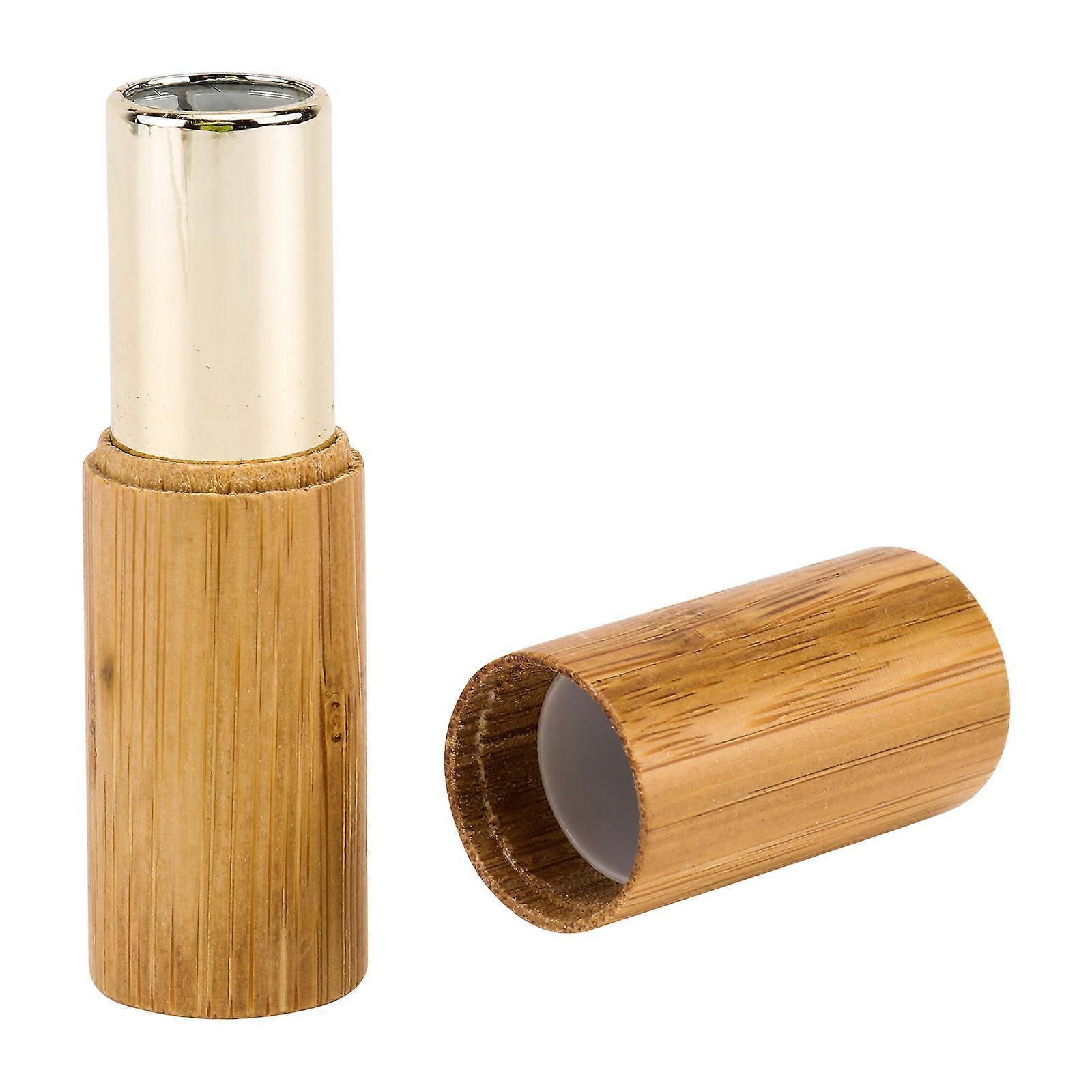 Empty Bamboo Lipstick Balm Tubes 2Pcs for Refilling Durable