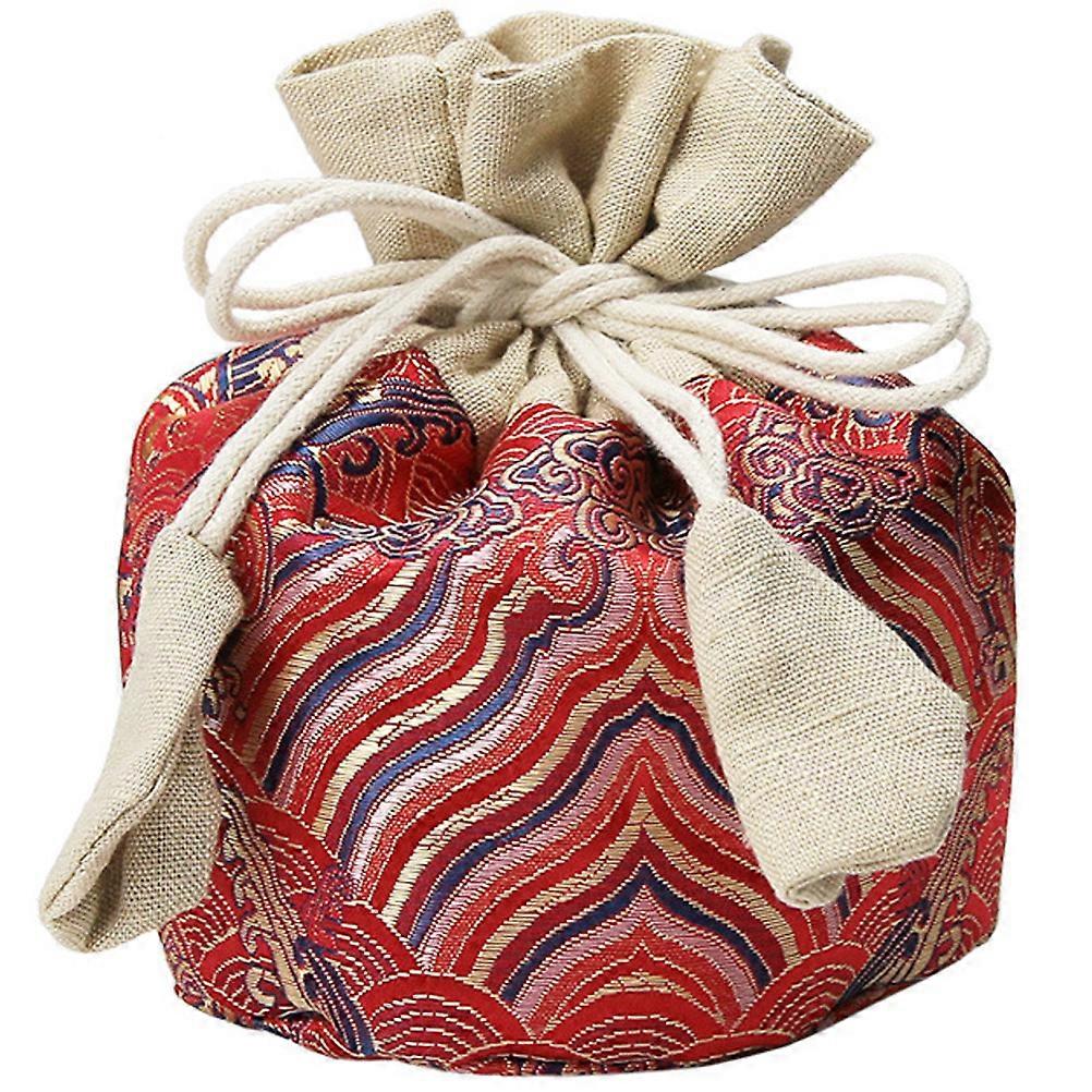 Red Teacup Storage Bag Cloth Portable Teaware Pouch for