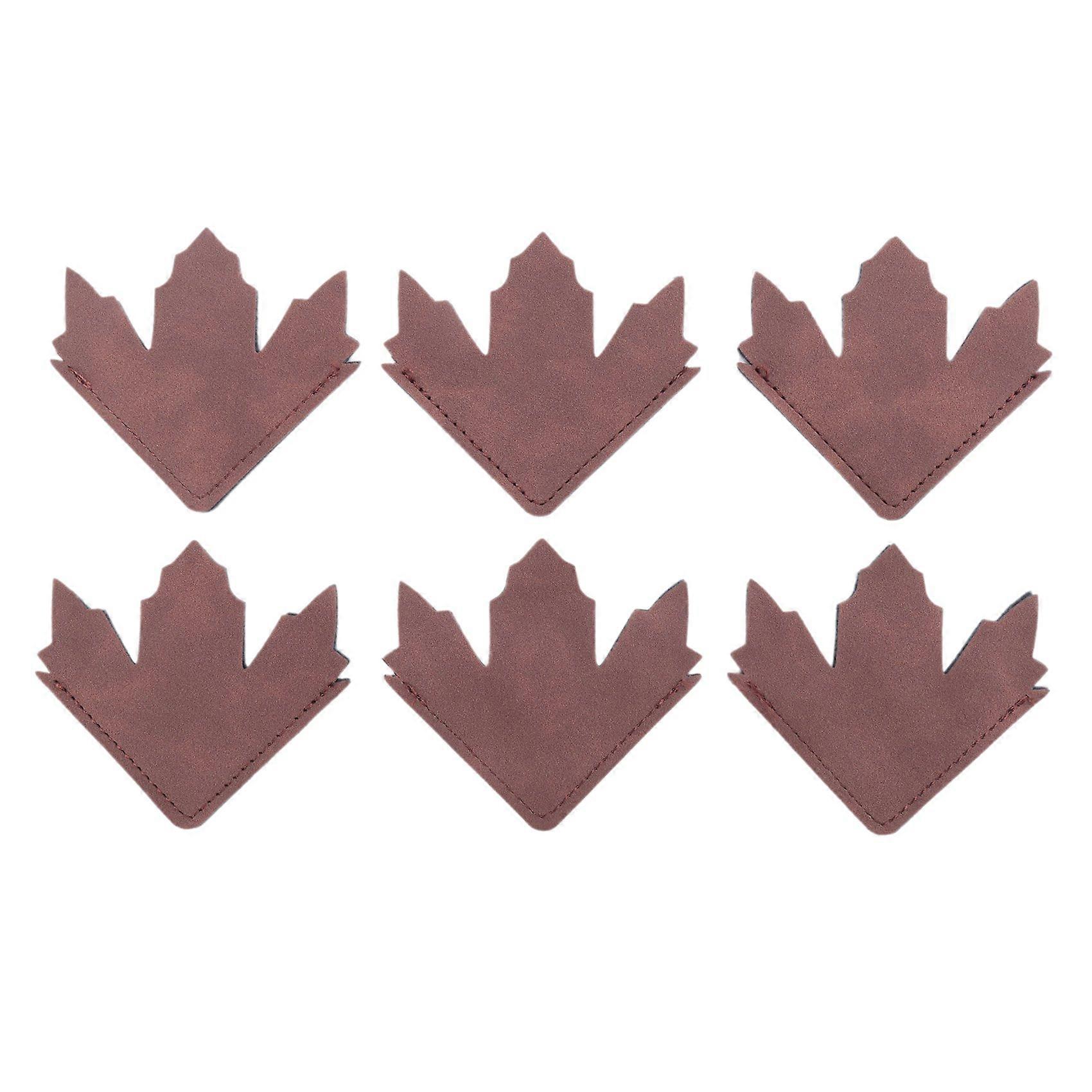 6PCS PU Leather Maple Leaf Bookmarks Page Corner Handmade Book Marks