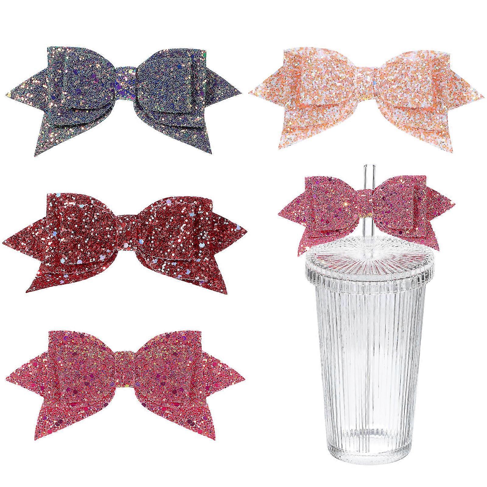 Straw Accessories Bowknot Decorative Straw Toppers for Drinking 4Pcs Set