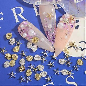 100PCS Seashell Nail Art Charms Set with Beach Starfish for DIY Manicure and Nail Decoration
