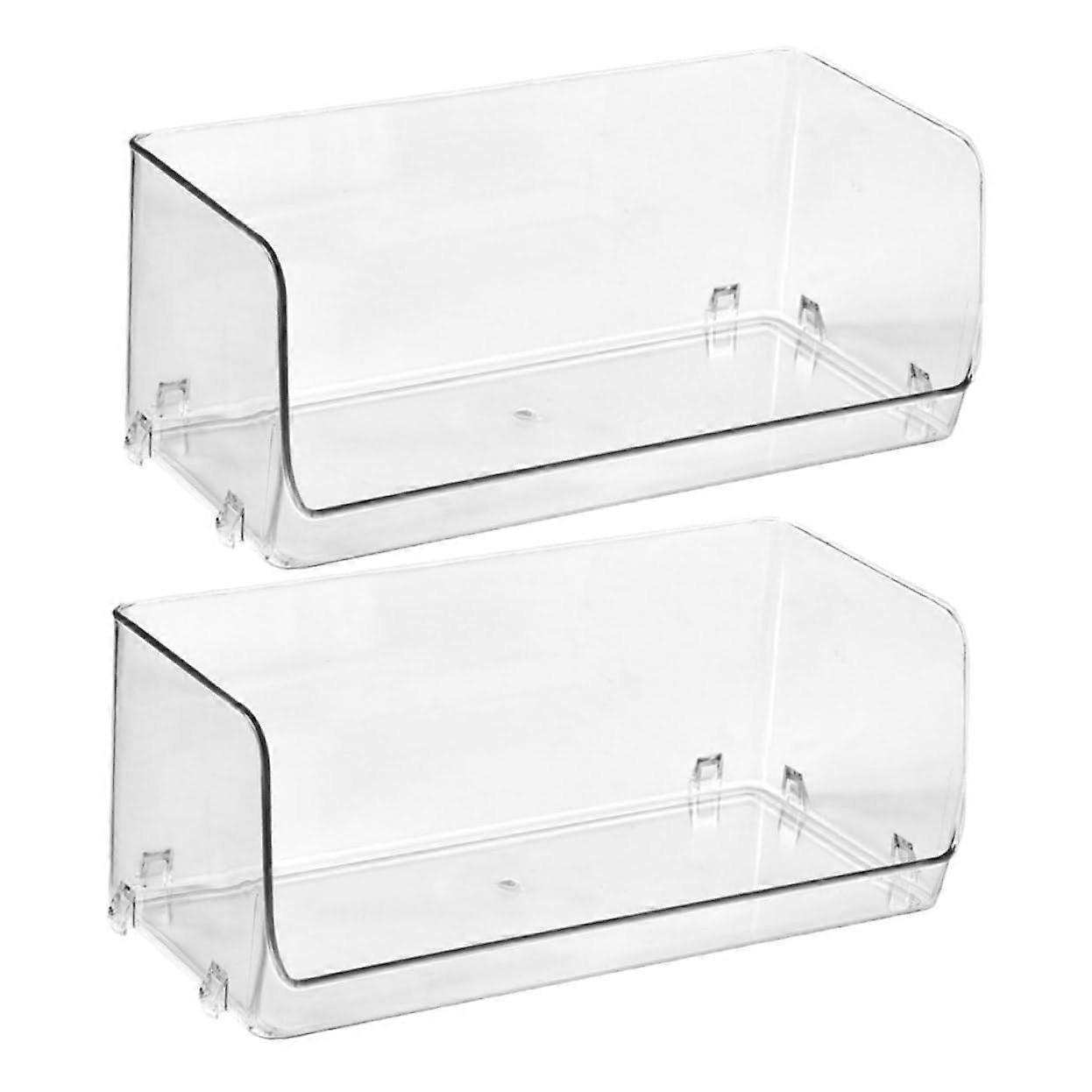 2pcs Stackable Transparent Makeup Organizer with Dual Compartments for Bathroom or Bedroom Storage