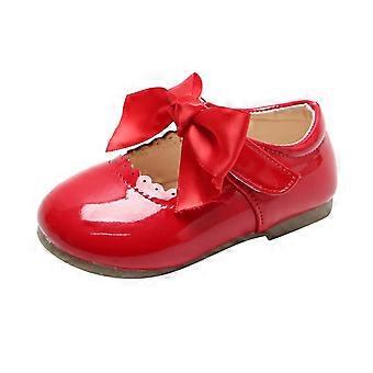 Red Baby Girl Party Sandals with Charming Knot and Adjustable Hook Closure, 4 UK Toddler Size
