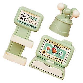 Miniature Cash Register Toy for Performance with 5Sets in Green Plastic