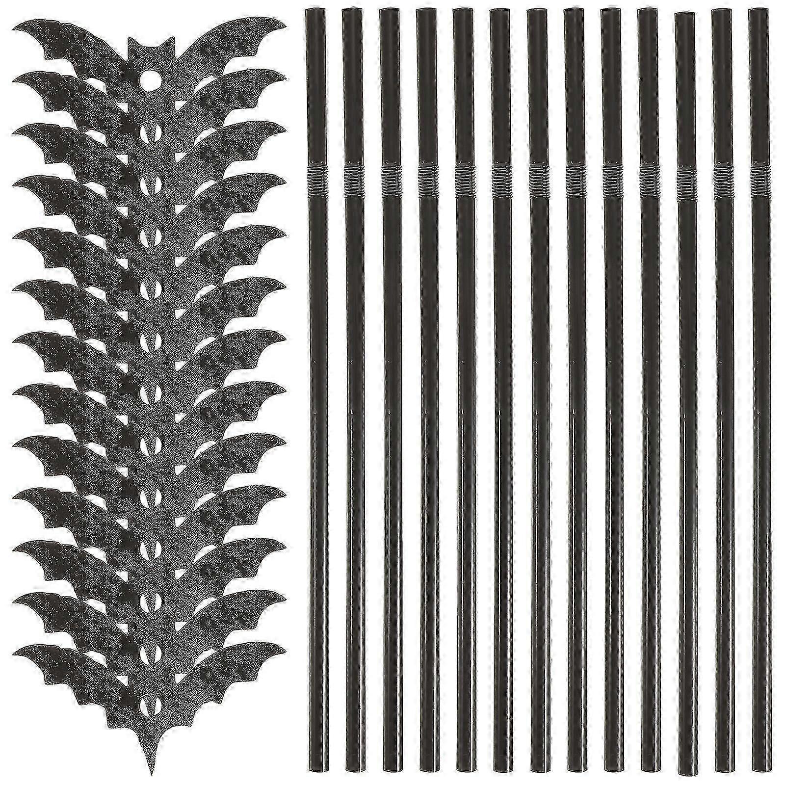 Black Bat Party Straws for Drinking 50Sets Creative Use
