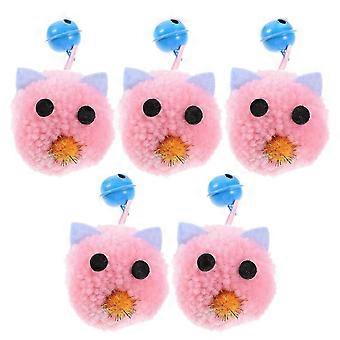 Indoor Cat Mouse Toy Plush with Bell 5Pcs Kitten Toy Set Pink
