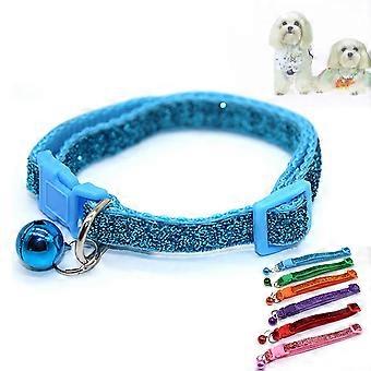 Paillettes brillantes Collier pour animaux de compagnie Chien Chat Boucle à dégagement rapide Collier avec pendentif cloche