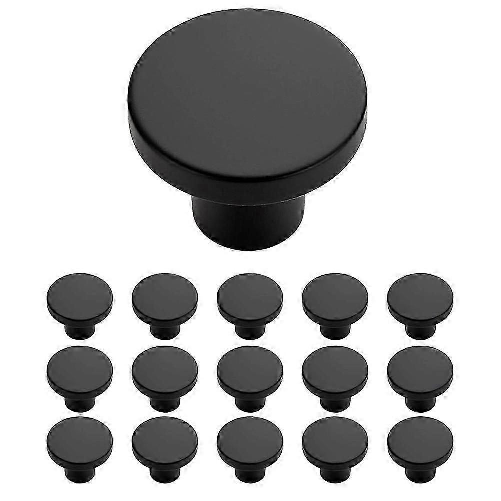 Cabinet Knobs, Matte Black Kitchen Cabinet Knobs, 3cm Round Drawer Pulls, compatible with Dresser Drawers Closets 15 Pack