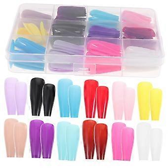 French Style Fake Nail Tips Long Square Press On Nails for Weddings Parties Easy Application