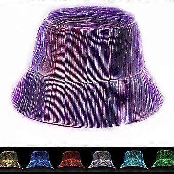 LED-lichtgevende bucket hat, 7 kleuren glow party hat, USB oplaadbare lichtgevende visserspet voor club, Halloween, EDM, festival, rave, cosplay
