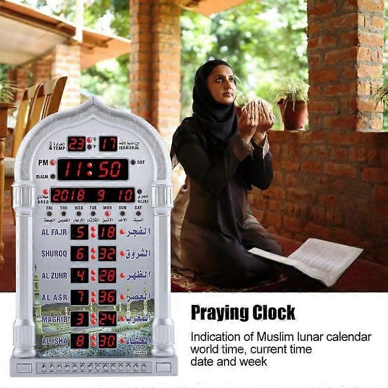 Automatic Prayer Clock Islamic Digital Prayer Clock Backlight LCD Display Wall Clock Home Room Decor