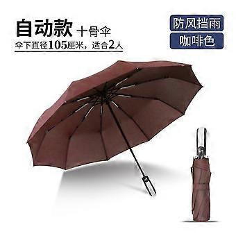 Fully Automatic Umbrellas Men Women Strong Frame 10Ribs Three Folding Windproof Big Parasol Portable Resistant Umbrella for Rain