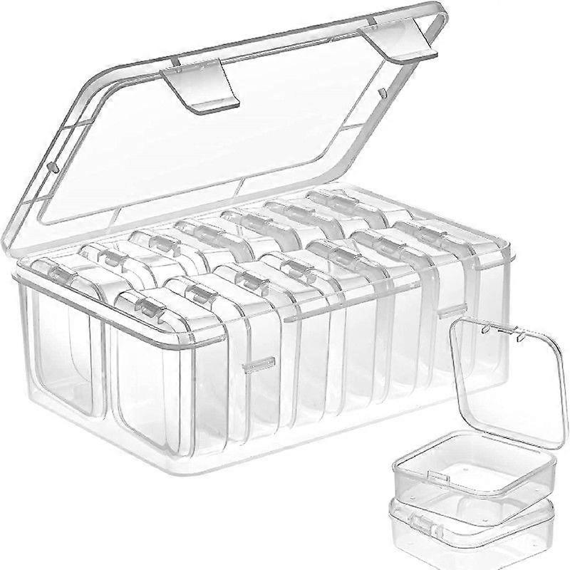 Small Bead Organizer, Plastic Storage Box Mini Clear Bead Storage Container, Rectangular Transparent Box with Hinged Lid