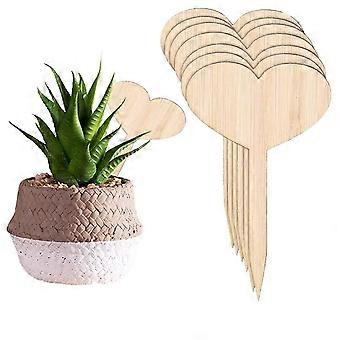 50 Pieces Plant Tags, Strong Wooden Garden Tag Eco-Friendly Outdoor Plant Tags, Garden Labels Signs for Flower Vegetable Seed Garden Nursery (Heart)