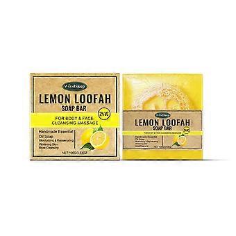 Natural Lemon Loofah Soap Bar, 100g Lemon Loofah Bath Soap, Handmade Solid Soap, Lemon Bar Soap for Bathing Showers Washing