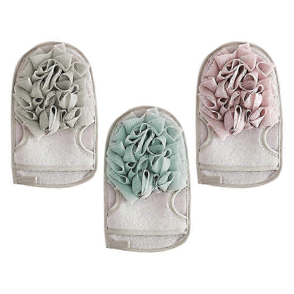 Assorted Color Exfoliating Bath Shower Gloves 3Pcs Set