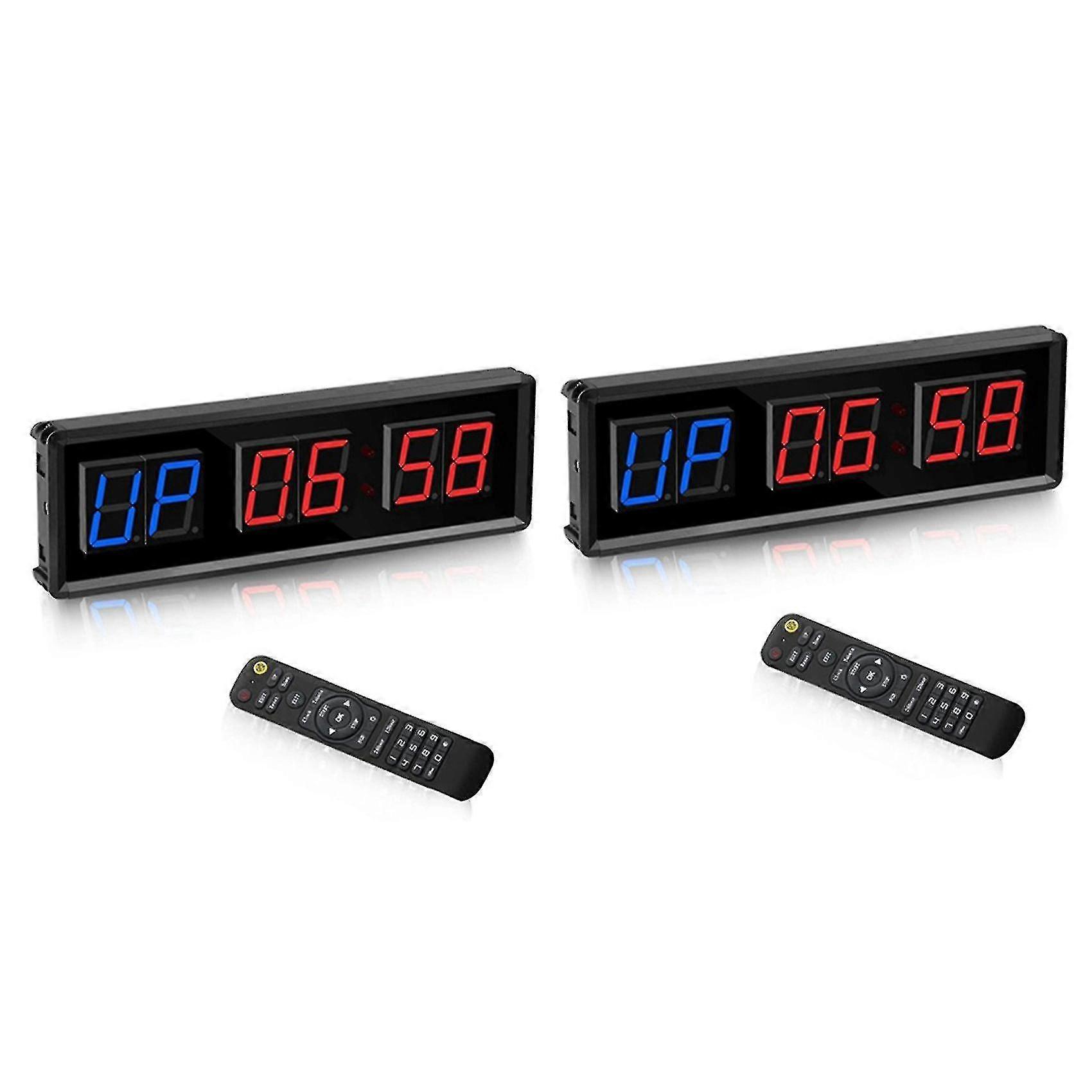 2x Gym Timer LED Interval Digital Countdown Wall Mounted Fitness Clock Up/Down Count