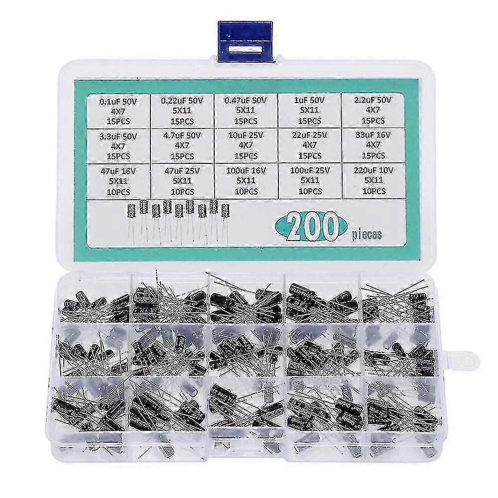 2026 200pcs 15values Electrolytic Capacitors Kit With Box