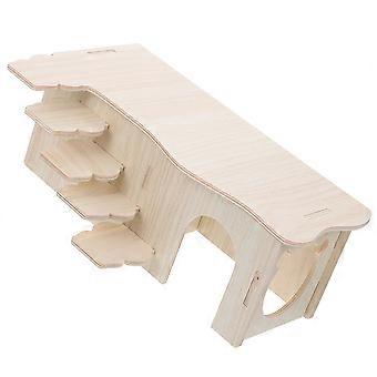 Wooden Guinea Pig Hideout House with Ramp Multi-Chamber for 5Pcs Pets