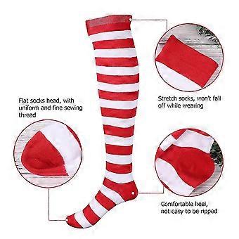 Striped Stockings Over Knee Socks for Women Girls Christmas Everyday Wear Average Size Polyester Fashion 1 Pair