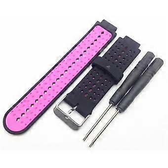 Black Pink Soft Silicone Quick Release Replacement Watch Band Strap for Garmin Forerunner 220/230/235