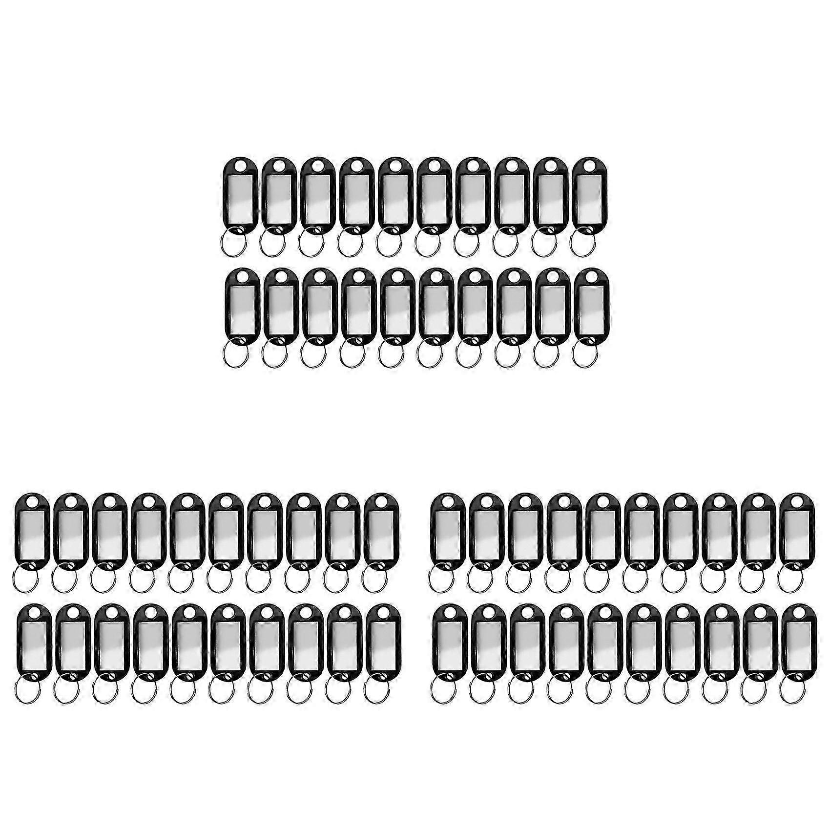 60 Pcs Assorted Key ID Label Tags Split Ring Keyring Keychain (Black)