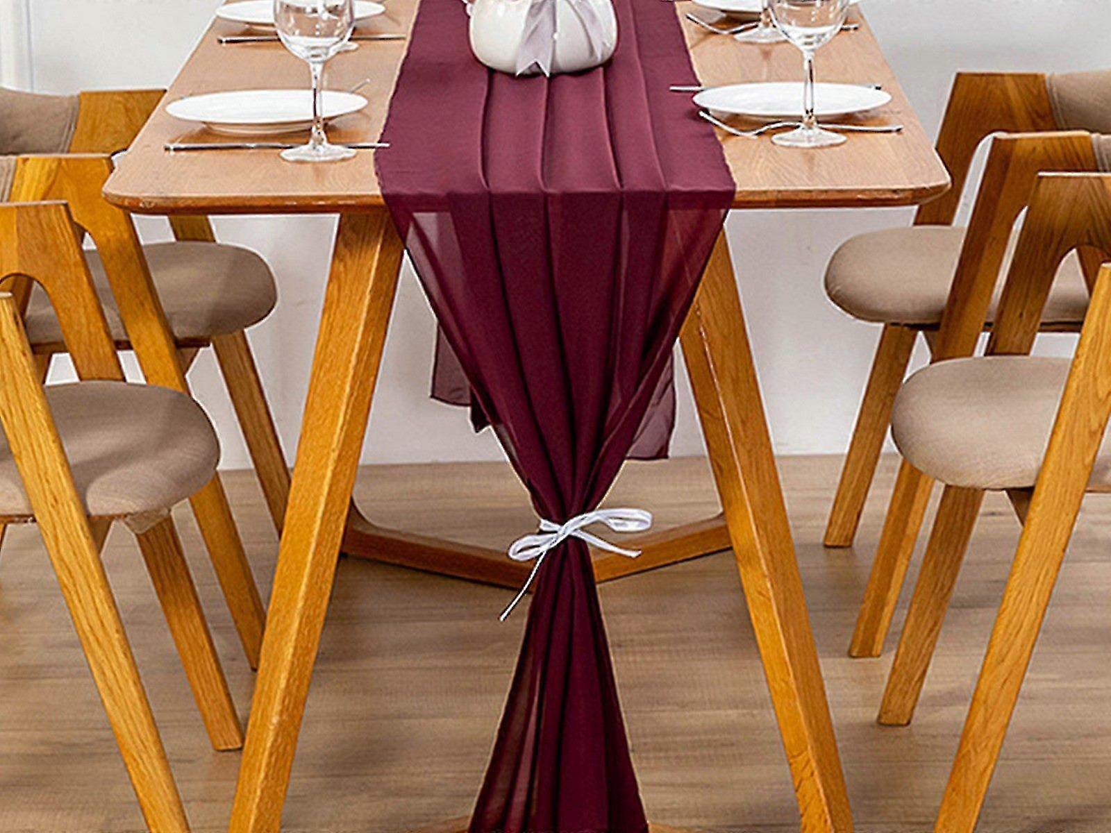 Wine Red Lightweight Chiffon Runner