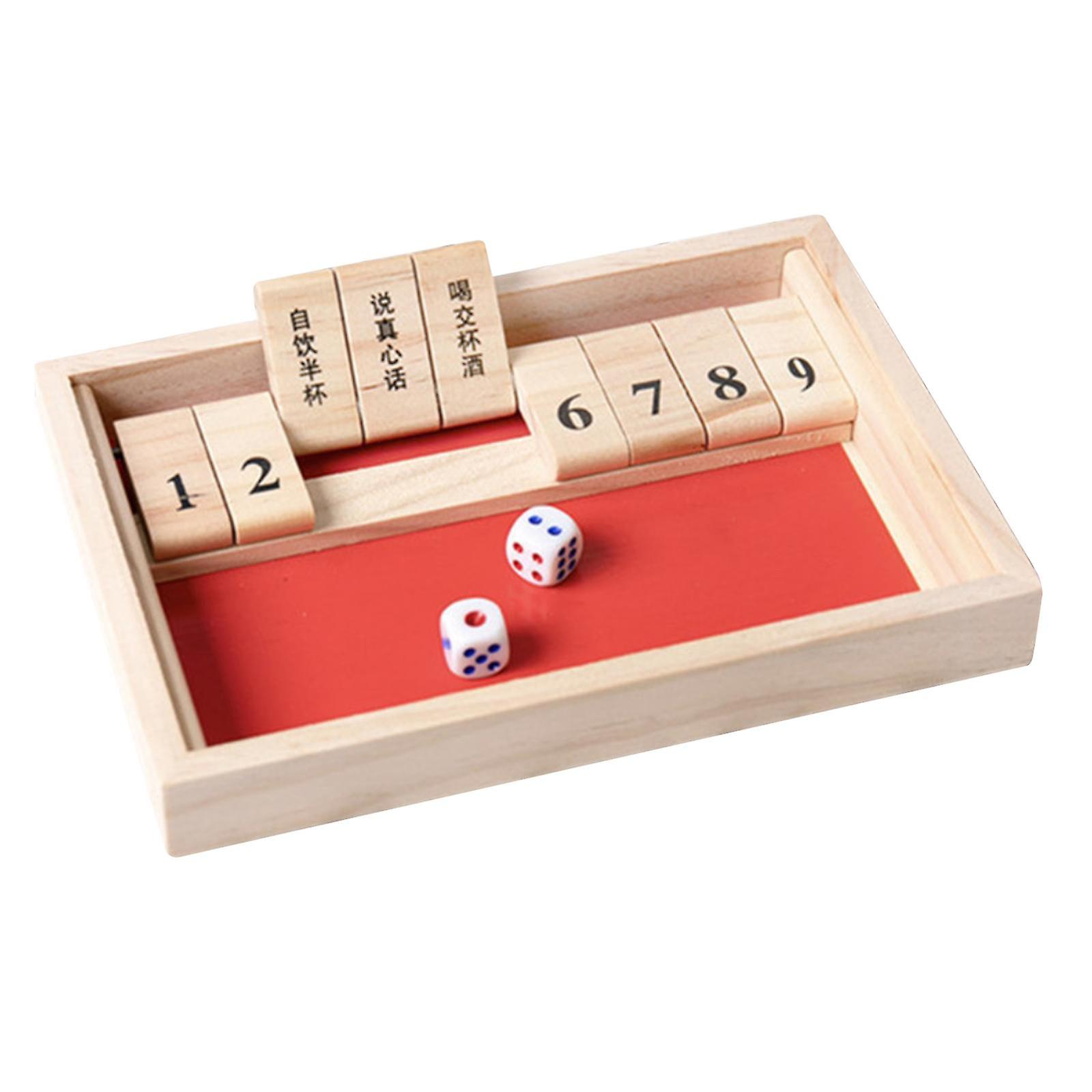 9 Numbers Shut The Box Board Game w/Dice for Bar Drinking Party Family Games