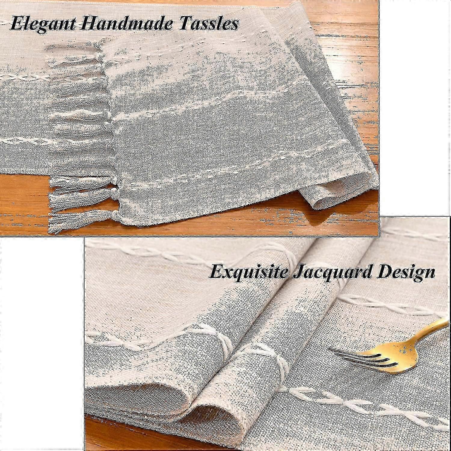 Embroidered Rustic Linen Table Runner