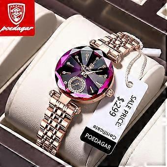 POEDAGAR 719 Dameshorloge Luxe Roségoud Roestvrij Staal Quartz Polshorloge Waterdicht Modieus Koreaans Dameshorloge
