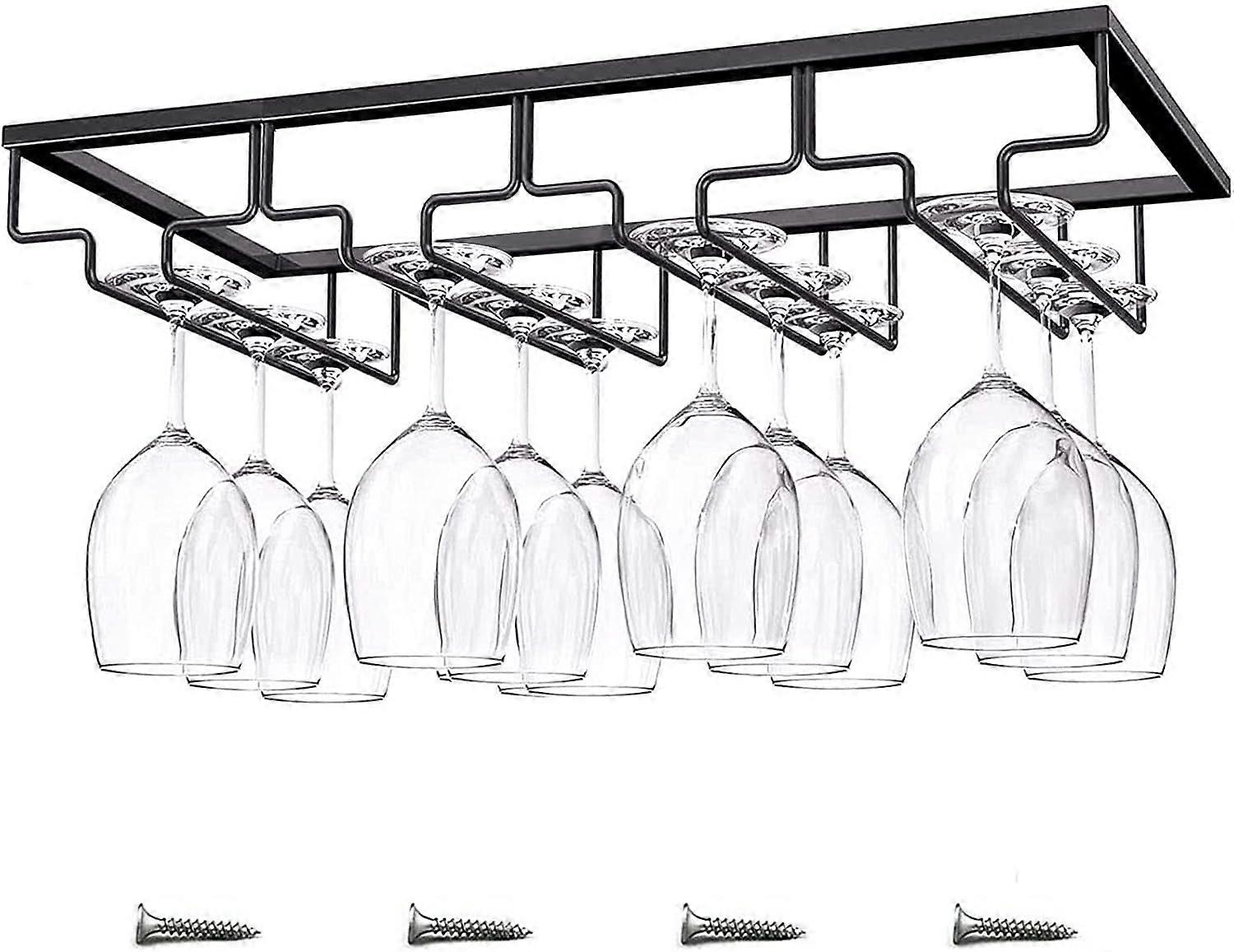 Space-Saving Under-Cabinet Stemware Rack Durable Wire Glass Holder
