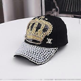 Moderigtig forår/sommer Crown baseballkasket til damer, solbeskyttelseshat til rejser, sort_One size777