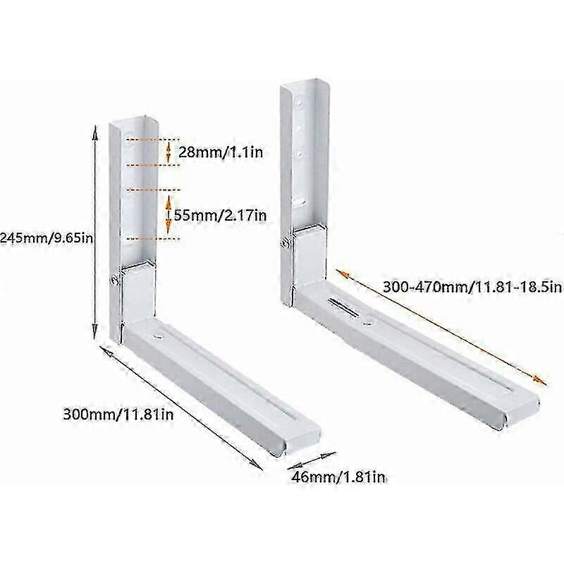 Microwave shelf for kitchen wall - universal 2-piece mounting kit