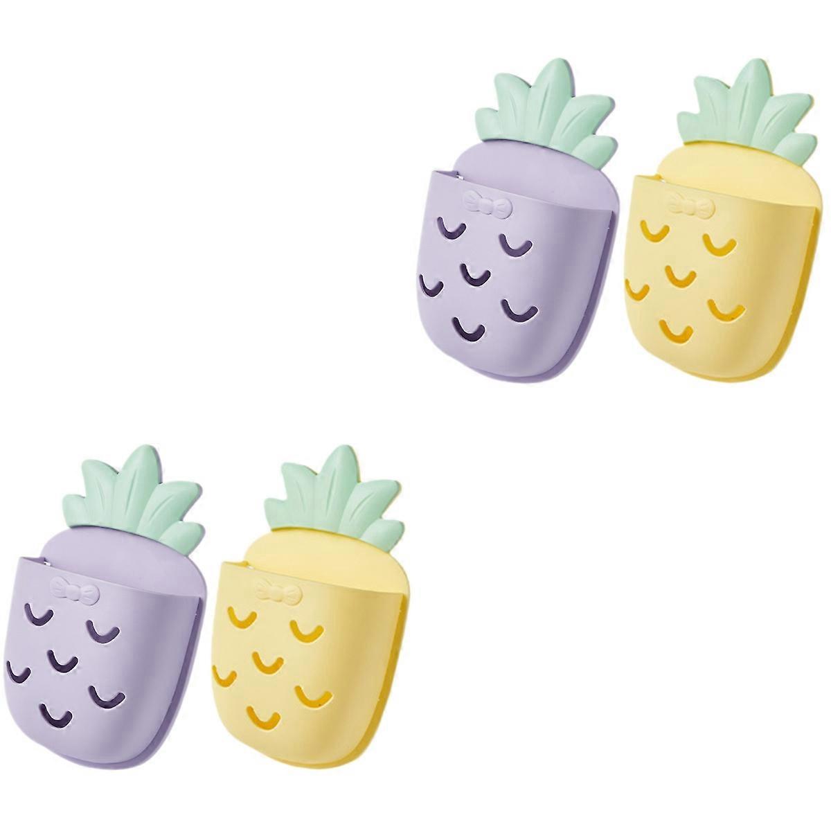 Pineapple Wall Mounted Storage Holder for Bathroom Use with 4Pcs Set