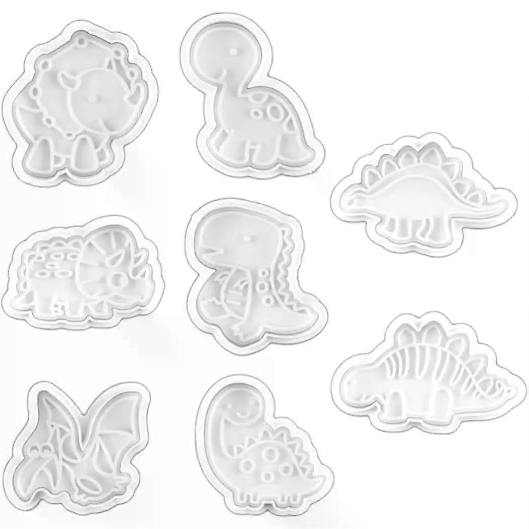 Shape Plunger Cutter 8pcs Plastic Cookie Mold for Baking